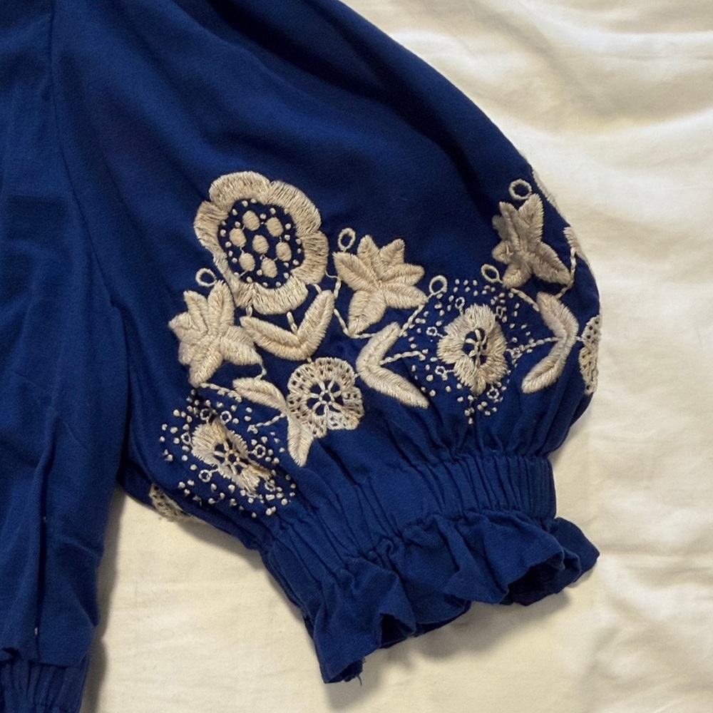 Sea New York Navy Blue Embroidered Blouse Manuela - Picture 2 of 4